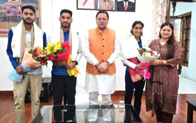 Olympic Players meets CM-Pushkar singh dhami