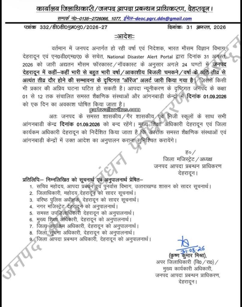 1 सितंबर को स्कूलों की छुट्टी